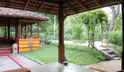 Ulpotha Sri Lanka dining pavilion hut outside garden