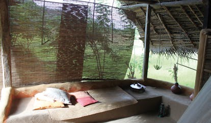Ulpotha Sri Lanka hut lounge sleeping hut thatched walls sitting area