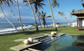 23 Palm Sri Lanka pool lawns palm trees ocean in background