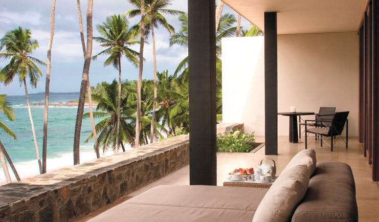 Amanwella Sri Lanka suite terrace loungers breakfast ocean view
