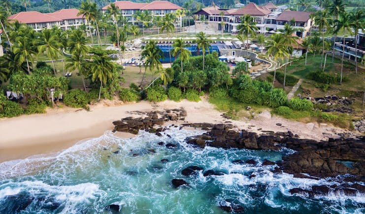 Anantara Peace Haven Tangalle Sri Lanka aerial shot of resort buildings pool beach