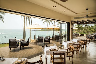 Anantara Peace Haven Tangalle Sri Lanka restaurant indoor and outdoor dining overlooking sea
