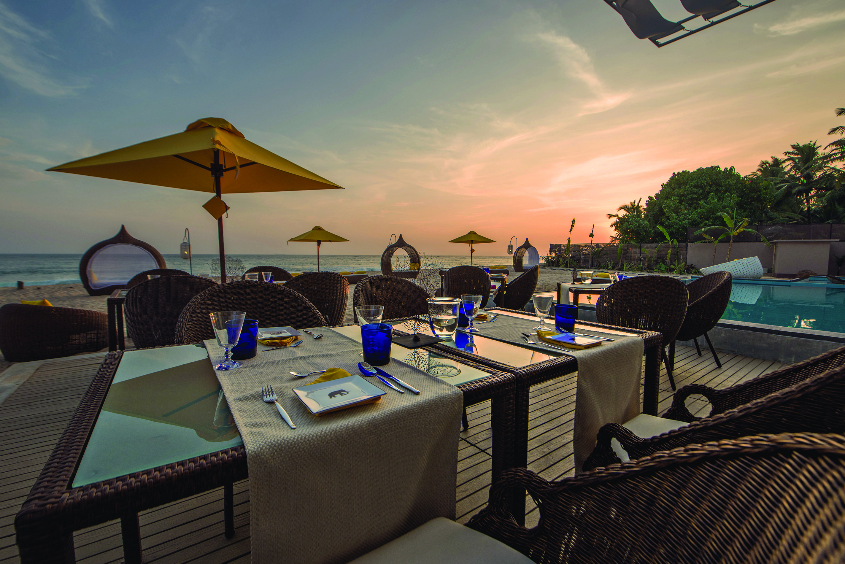 Casa Colombo Mirissa Sri Lanka restaurant terrace outdoor dining on beachfront