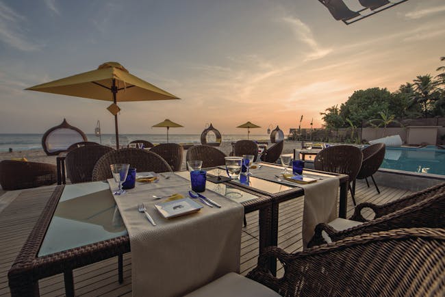 Casa Colombo Mirissa Sri Lanka restaurant terrace outdoor dining on beachfront