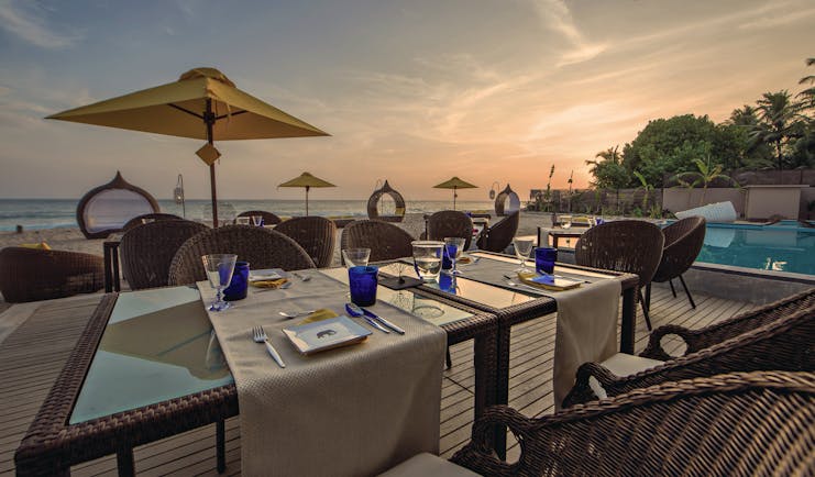 Casa Colombo Mirissa Sri Lanka restaurant terrace outdoor dining on beachfront