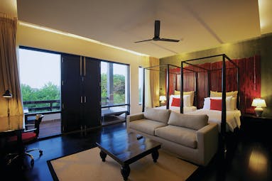 Jetwing Yala superior room, twin beds. sofa, access to private balcony, modern decor