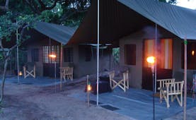 Mahoora Luxury Safari Camps Sri Lanka  tents exterior in nature deck chairs lamps