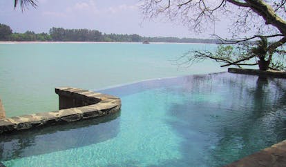 Taprobane Island Sri Lanka infinity pool with sea view and trees 