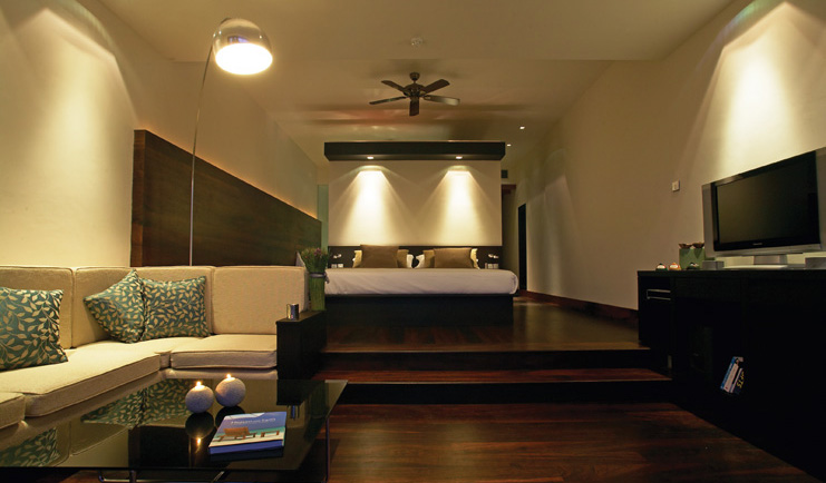 The Fortress Sri Lanka beach bedroom open plan bedroom and lounge area 