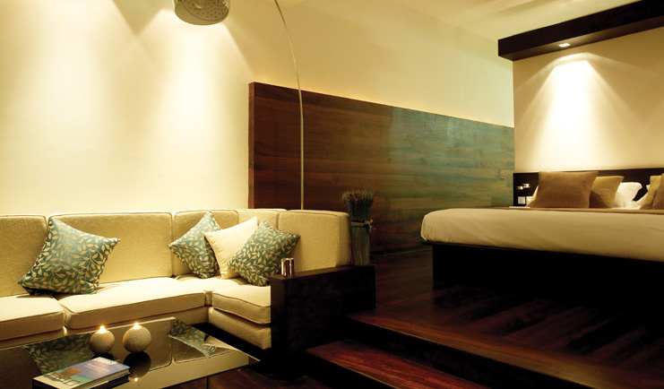 The Fortress Sri Lanka beach room open plan bed and living room