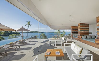 Tri Lanka Sri Lanka terrace outdoor seating area terrace overlooking pool and lake