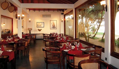 Weligama Bay Resort Sri Lanka restaurant indoor dining area with large windows