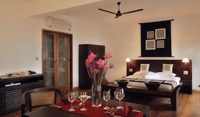 Weligama Bay Resort Sri Lanka royal bedroom with dining area 