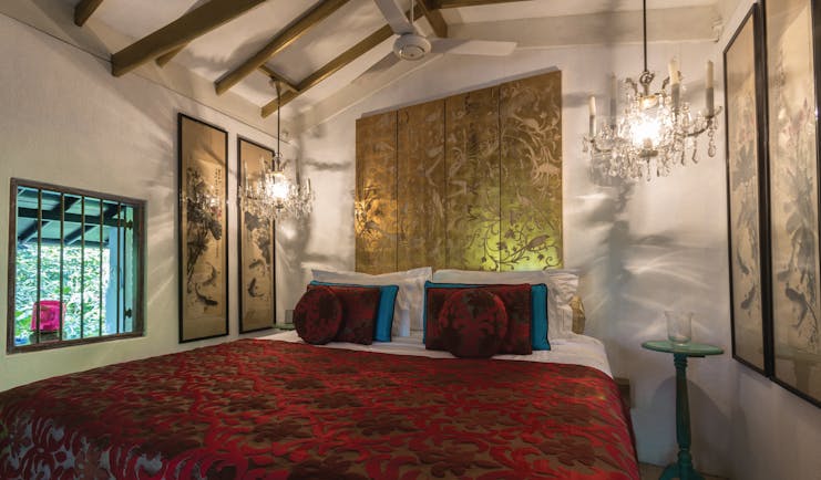 Casa Heliconia Sri Lanka pagoda gold bedroom bed candelabra ornate décor