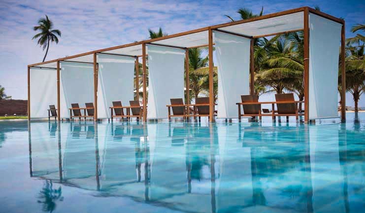 Jetwing Blue Sri Lanka pool loungers luxurious loungers in pool