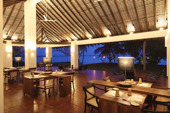 Jetwing Lagoon Sri Lanka restaurant covered outdoor dining views over water