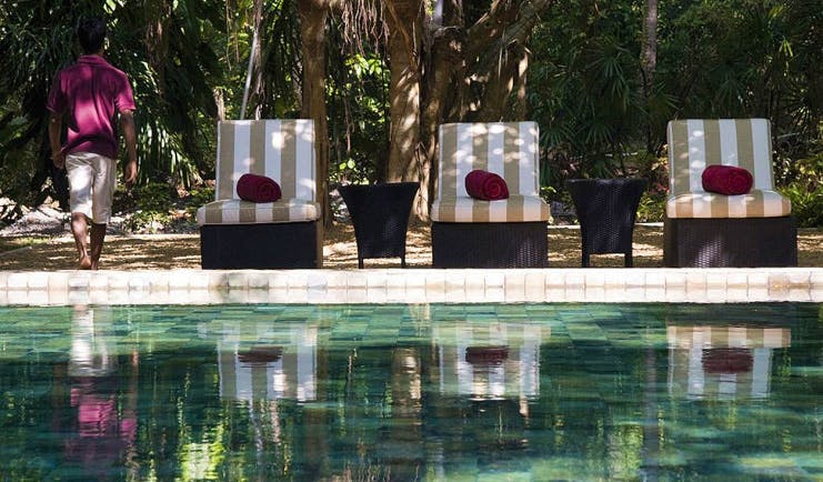 The Wallawwa Sri Lanka loungers by outdoor pool 