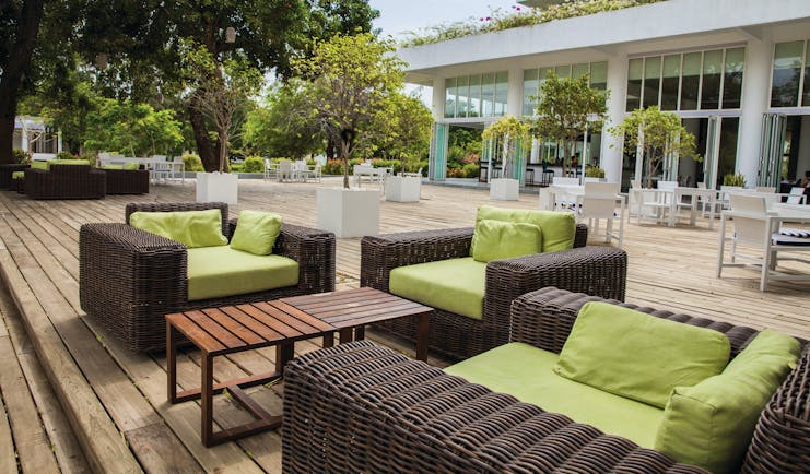 Anilana Nilaveli terrace chairs tables outdoor seating trees
