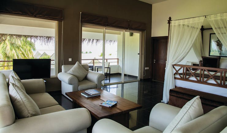 Anilana Pasikuda anilana studio canopied bed lounge area private terrace