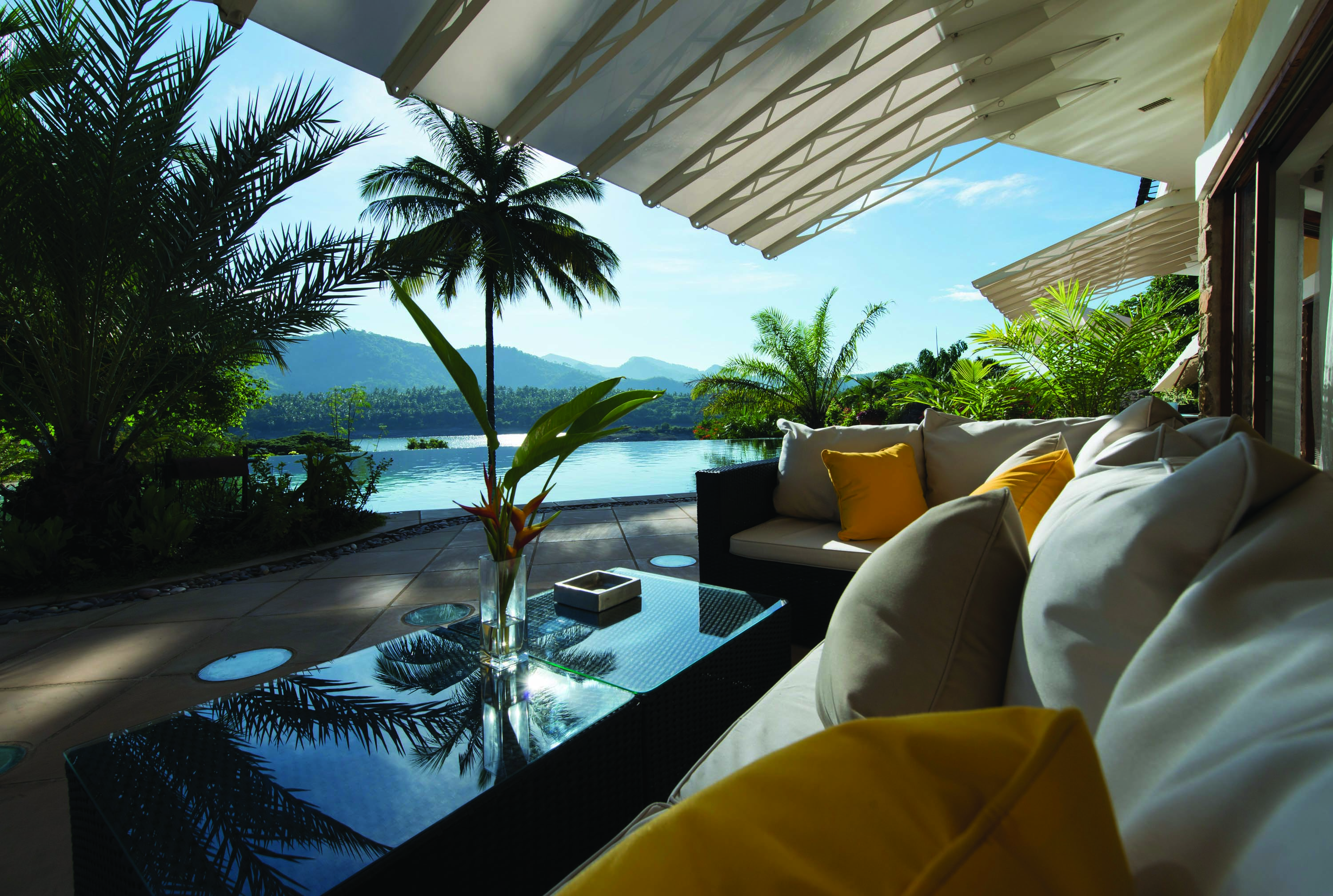 Bougainvillea Retreat Sri Lanka terrace outdoor seating overlooking pool countryside views