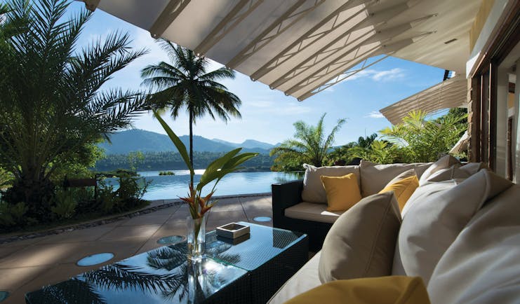 Bougainvillea Retreat Sri Lanka terrace outdoor seating overlooking pool countryside views