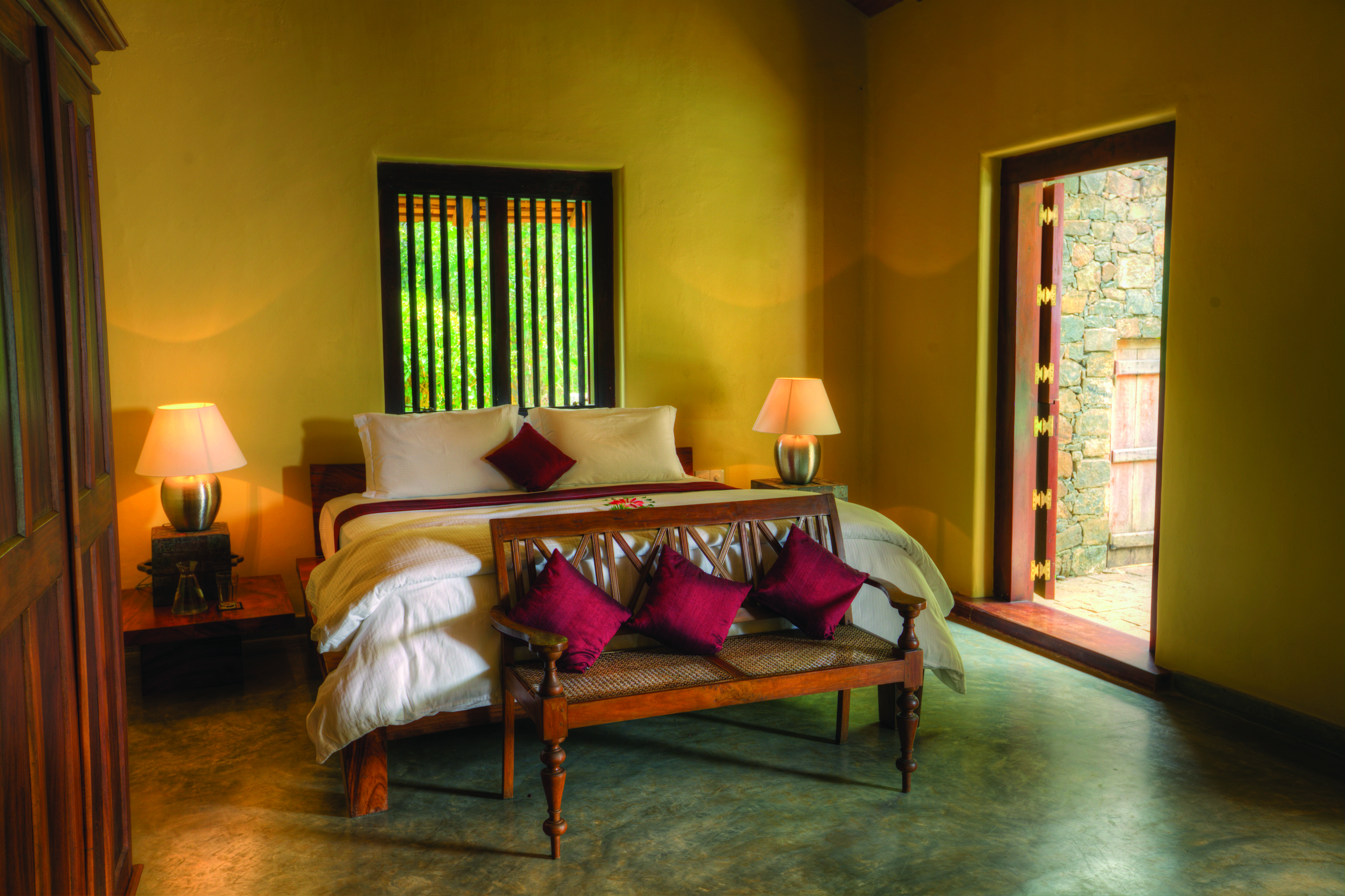 Living Heritage Sri Lanka villa suite bedroom traditional rustic décor