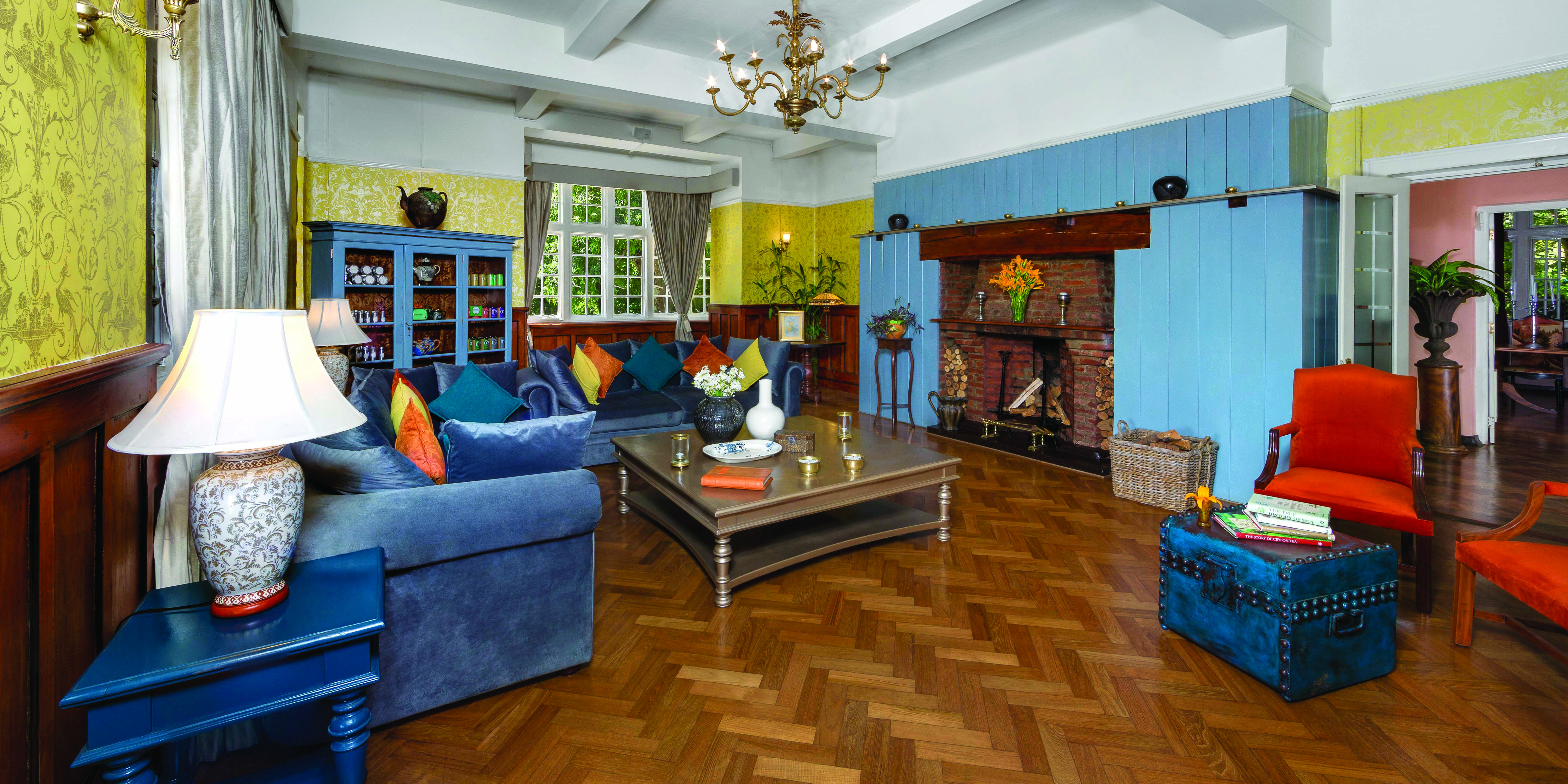 Taylor's Hill Sri Lanka lounge indoor communal seating area fireplace cosy décor