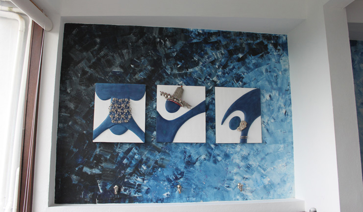 Theva Expressions Sri Lanka blue artwork painted walls and modern artwork