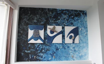 Theva Expressions Sri Lanka blue artwork painted walls and modern artwork