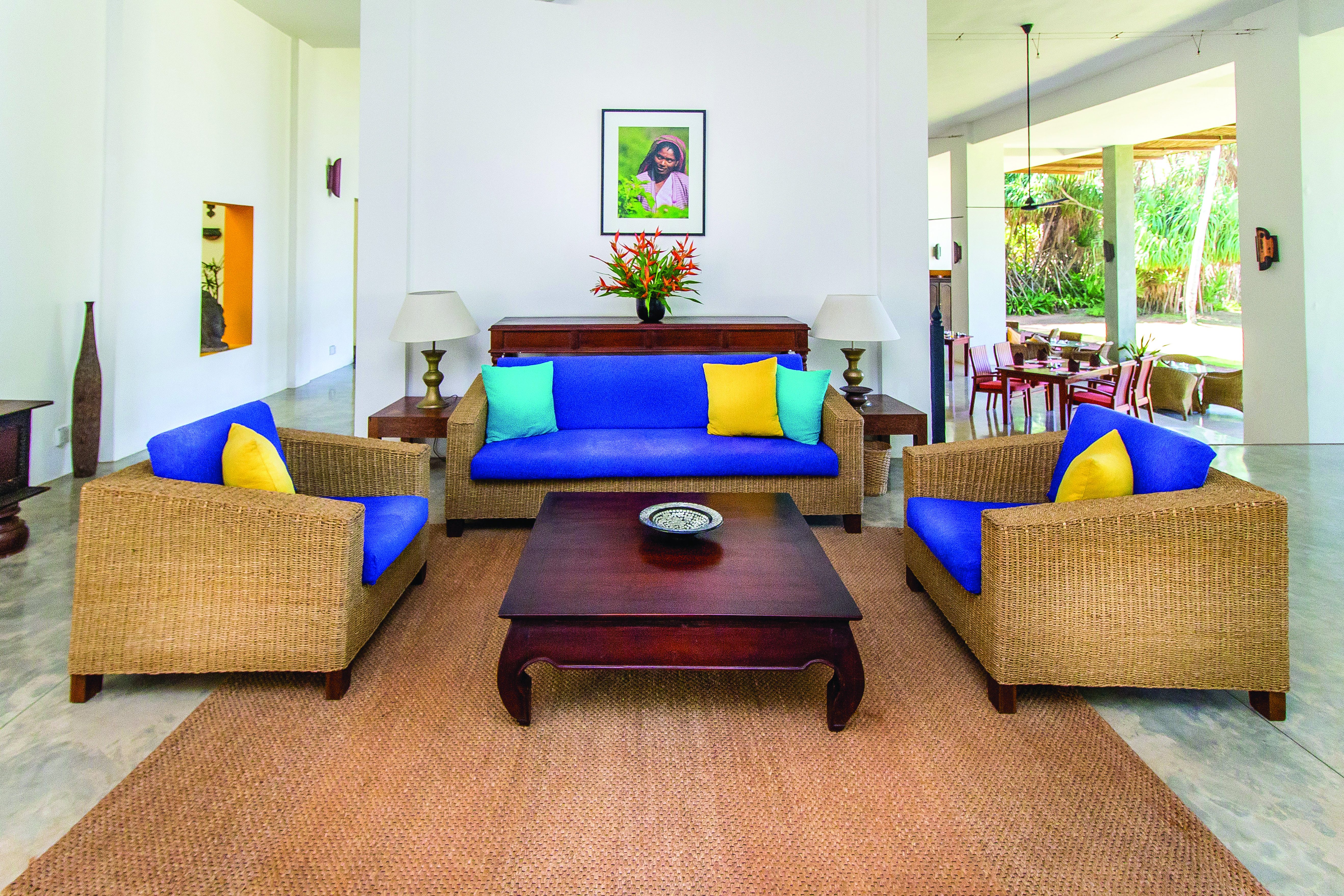 Aditya Resort lounge, wicker sofas and chairs, elegant decor