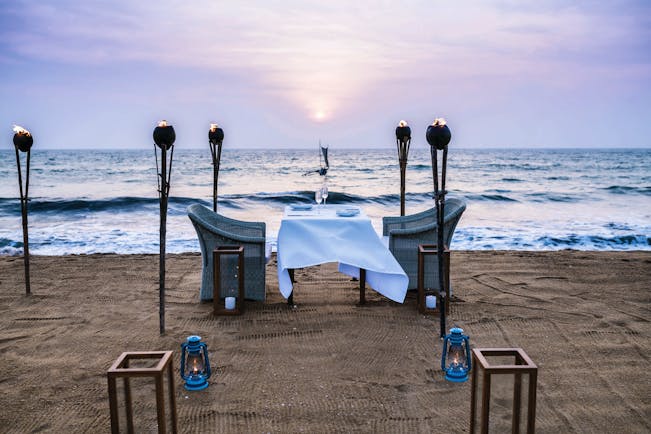 Anantara Kalutara Sri Lanka beach dining romantic dinner fire torches 