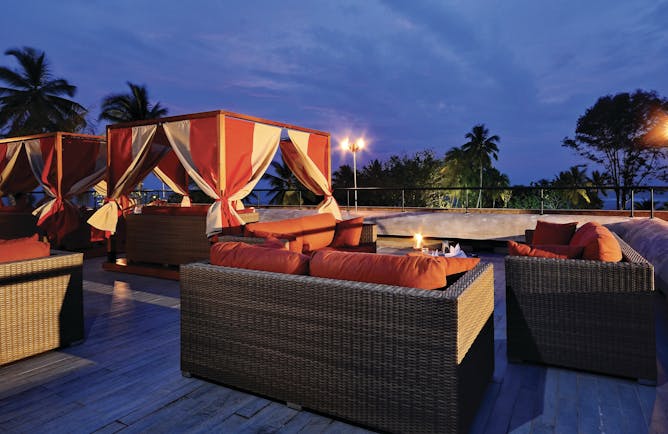 Cinnamon Bey Sri Lanka rooftop terrace sofas night lights