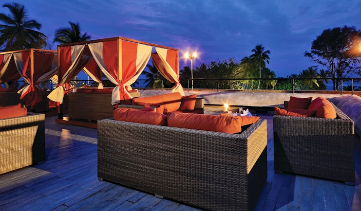 Cinnamon Bey Sri Lanka rooftop terrace sofas night lights