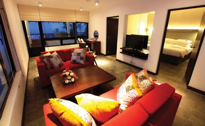 Hikka Tranz Sri Lanka corner suite lounge area separate bedroom modern décor