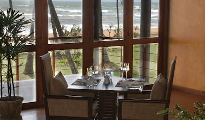 Serene Pavilions Sri Lanka indoor dining with an ocean view