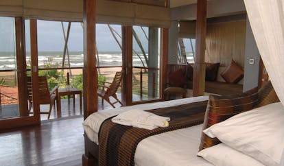 Serene Pavilions ocean pavilion bedroom bed private terrace modern décor