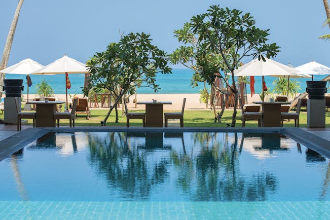 Shinagawa Beach Sri Lanka pool lawns beach in background poolside seating