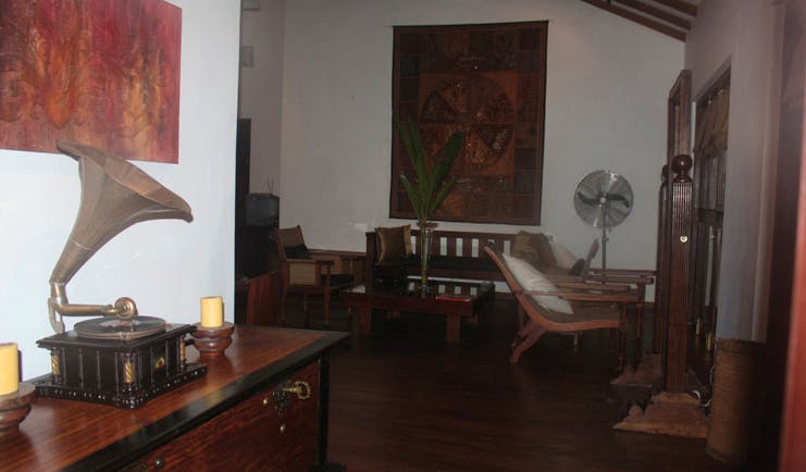 The River House Sri Lanka lounge gramophone chairs and artwork 